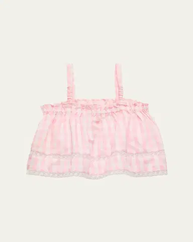 LoveShackFancy Girl's Fiorella Gingham Top, Size 3-6 | Thumbnail 2 LoveShackFancy Girl's Fiorella Gingham Top, Size 3-6 | Thumbnail 2