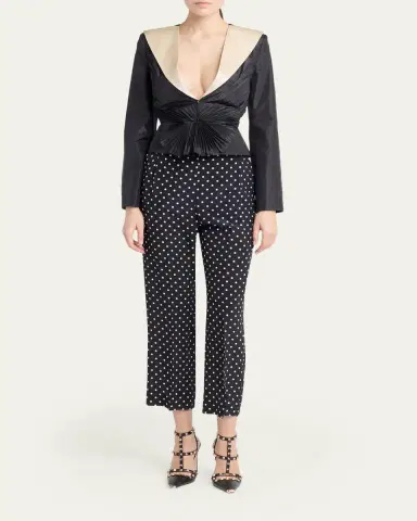 Valentino Garavani Pleated Silk Taffeta Strong-Shoulder Jacket | Thumbnail 2 Valentino Garavani Pleated Silk Taffeta Strong-Shoulder Jacket | Thumbnail 2
