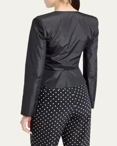 Valentino Garavani Pleated Silk Taffeta Strong-Shoulder Jacket | Thumbnail 3 Valentino Garavani Pleated Silk Taffeta Strong-Shoulder Jacket | Thumbnail 3