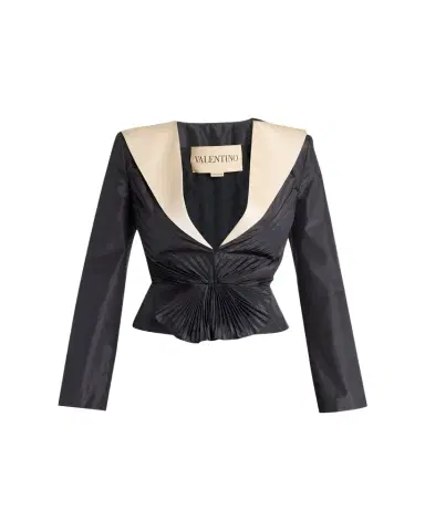 Valentino Garavani Pleated Silk Taffeta Strong-Shoulder Jacket | Thumbnail 1 Valentino Garavani Pleated Silk Taffeta Strong-Shoulder Jacket | Thumbnail 1
