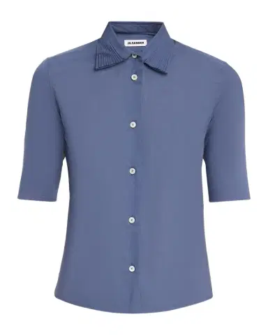 Jil Sander Layered Collar Short-Sleeve Cotton Button-Down Shirt | Thumbnail 1 Jil Sander Layered Collar Short-Sleeve Cotton Button-Down Shirt | Thumbnail 1