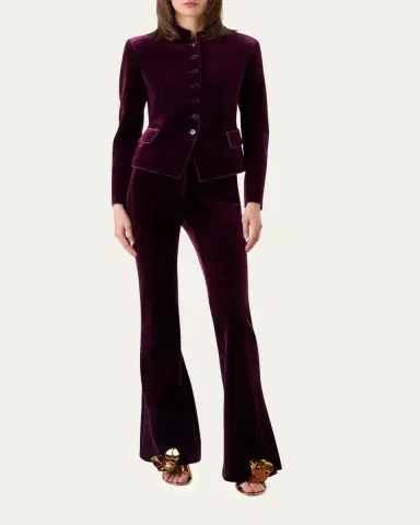 Akris Faris Neoprene Velvet Bootcut-Leg Pants | Thumbnail 2 Akris Faris Neoprene Velvet Bootcut-Leg Pants | Thumbnail 2