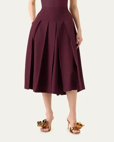 Akris Wool Gabardine Pleated Midi Skirt | Thumbnail 4 Akris Wool Gabardine Pleated Midi Skirt | Thumbnail 4