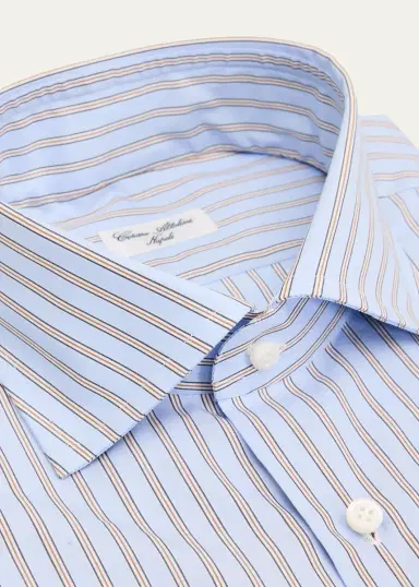 Cesare Attolini Men's Cotton Multi-Stripe Dress Shirt | Thumbnail 2 Cesare Attolini Men's Cotton Multi-Stripe Dress Shirt | Thumbnail 2