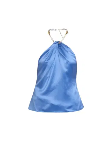 Retrofête Milani Beaded Satin Halter Top | Thumbnail 1 Retrofête Milani Beaded Satin Halter Top | Thumbnail 1