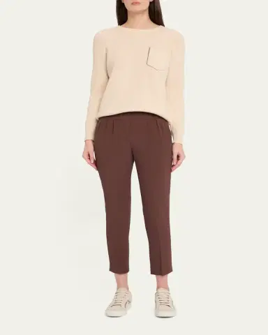 Brunello Cucinelli Silk Crepe Slim-Leg Ankle Pull-On Pants | Thumbnail 2 Brunello Cucinelli Silk Crepe Slim-Leg Ankle Pull-On Pants | Thumbnail 2
