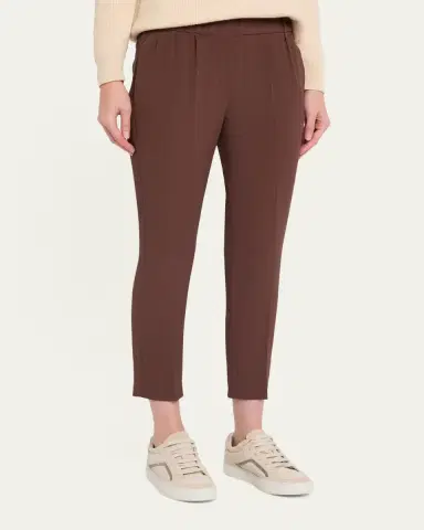 Brunello Cucinelli Silk Crepe Slim-Leg Ankle Pull-On Pants | Thumbnail 4 Brunello Cucinelli Silk Crepe Slim-Leg Ankle Pull-On Pants | Thumbnail 4