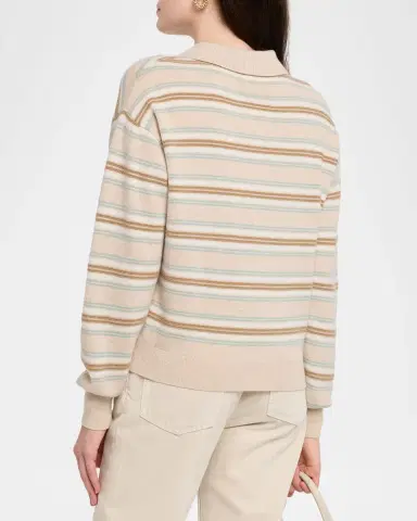 Guest In Residence Collegiate Stripe Cashmere Polo | Thumbnail 3 Guest In Residence Collegiate Stripe Cashmere Polo | Thumbnail 3
