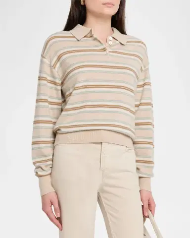 Guest In Residence Collegiate Stripe Cashmere Polo | Thumbnail 4 Guest In Residence Collegiate Stripe Cashmere Polo | Thumbnail 4
