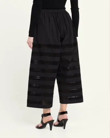 Alaïa Embroidered Cotton Wide-Leg Crop Culotte Pants | Thumbnail 3 Alaïa Embroidered Cotton Wide-Leg Crop Culotte Pants | Thumbnail 3
