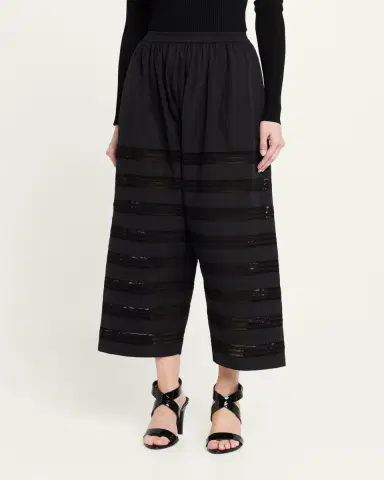 Alaïa Embroidered Cotton Wide-Leg Crop Culotte Pants | Thumbnail 4 Alaïa Embroidered Cotton Wide-Leg Crop Culotte Pants | Thumbnail 4