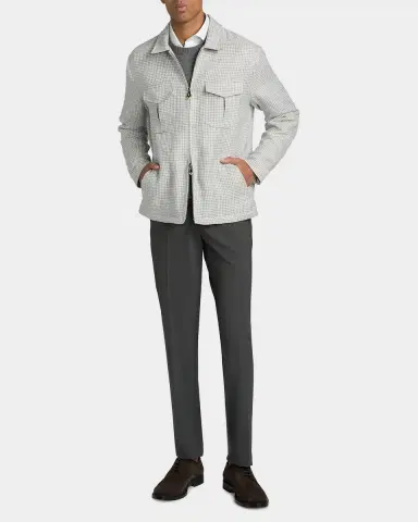 Sartorio Men's Joly Houndstooth Linen-Blend Zip-Front Jacket | Thumbnail 2 Sartorio Men's Joly Houndstooth Linen-Blend Zip-Front Jacket | Thumbnail 2