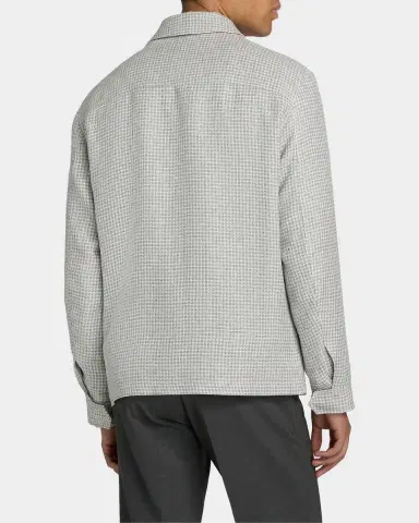Sartorio Men's Joly Houndstooth Linen-Blend Zip-Front Jacket | Thumbnail 3 Sartorio Men's Joly Houndstooth Linen-Blend Zip-Front Jacket | Thumbnail 3