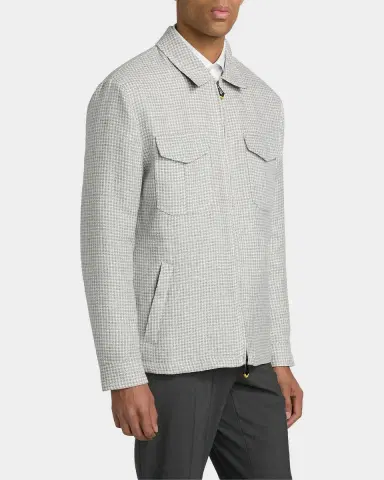 Sartorio Men's Joly Houndstooth Linen-Blend Zip-Front Jacket | Thumbnail 7 Sartorio Men's Joly Houndstooth Linen-Blend Zip-Front Jacket | Thumbnail 7