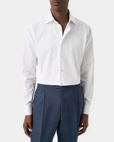 Eton Men's Elevated Stripe Supima Cotton Dress Shirt | Thumbnail 4 Eton Men's Elevated Stripe Supima Cotton Dress Shirt | Thumbnail 4