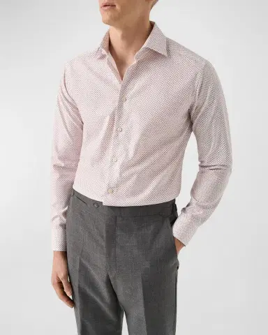 Eton Men's Signature Twill Geo-Print Dress Shirt | Thumbnail 4 Eton Men's Signature Twill Geo-Print Dress Shirt | Thumbnail 4