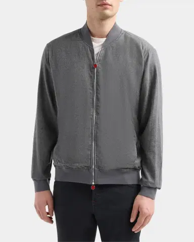 Kiton Men's Cotton Jersey Bomber Jacket | Thumbnail 4 Kiton Men's Cotton Jersey Bomber Jacket | Thumbnail 4