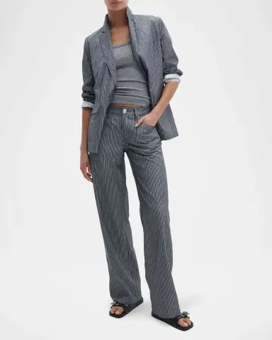 rag & bone Saige Striped Low-Rise Poplin Pants | Thumbnail 2 rag & bone Saige Striped Low-Rise Poplin Pants | Thumbnail 2