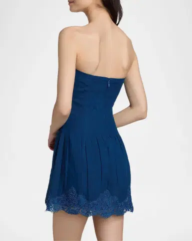Cami NYC Belinda Strapless Lace-Trimmed Linen Minidress | Thumbnail 3 Cami NYC Belinda Strapless Lace-Trimmed Linen Minidress | Thumbnail 3