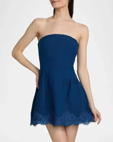 Cami NYC Belinda Strapless Lace-Trimmed Linen Minidress | Thumbnail 4 Cami NYC Belinda Strapless Lace-Trimmed Linen Minidress | Thumbnail 4