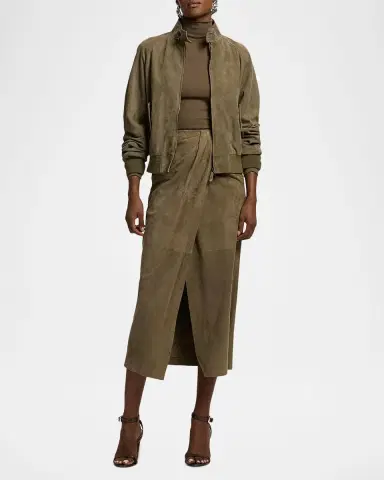 Ralph Lauren Collection Lightweight Suede Midi Skirt | Thumbnail 2 Ralph Lauren Collection Lightweight Suede Midi Skirt | Thumbnail 2