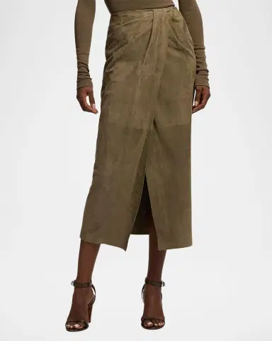 Ralph Lauren Collection Lightweight Suede Midi Skirt | Thumbnail 4 Ralph Lauren Collection Lightweight Suede Midi Skirt | Thumbnail 4