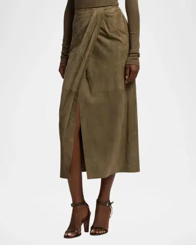 Ralph Lauren Collection Lightweight Suede Midi Skirt | Thumbnail 6 Ralph Lauren Collection Lightweight Suede Midi Skirt | Thumbnail 6