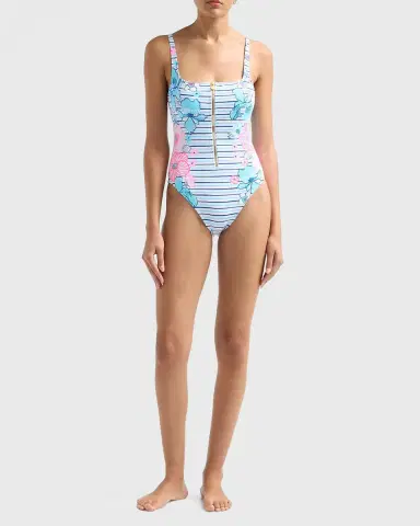 Lilly Pulitzer Emil Printed Zip-Up One-Piece Swimsuit | Thumbnail 2 Lilly Pulitzer Emil Printed Zip-Up One-Piece Swimsuit | Thumbnail 2