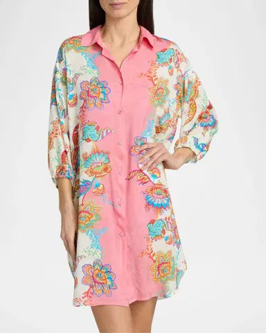 Johnny Was Roisin Floral Mini Shirtdress | Thumbnail 4 Johnny Was Roisin Floral Mini Shirtdress | Thumbnail 4