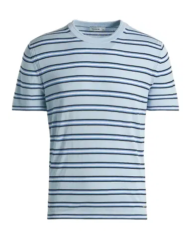 SIMKHAI Men 's Duke Striped Silk-Cotton T-Shirt | Thumbnail 1 SIMKHAI Men 's Duke Striped Silk-Cotton T-Shirt | Thumbnail 1