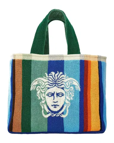 Versace Men's Striped Jacquard Medusa Cotton Tote Bag | Thumbnail 3 Versace Men's Striped Jacquard Medusa Cotton Tote Bag | Thumbnail 3