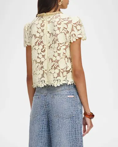 Self-Portrait Bow-Print Straight-Leg High-Rise Jeans | Thumbnail 3 Self-Portrait Bow-Print Straight-Leg High-Rise Jeans | Thumbnail 3