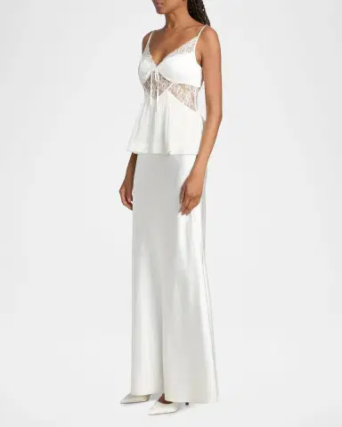 Self-Portrait Satin Lace-Trim Maxi Dress | Thumbnail 7 Self-Portrait Satin Lace-Trim Maxi Dress | Thumbnail 7