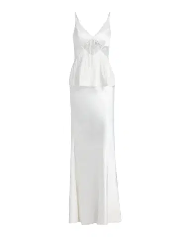 Self-Portrait Satin Lace-Trim Maxi Dress | Thumbnail 1 Self-Portrait Satin Lace-Trim Maxi Dress | Thumbnail 1
