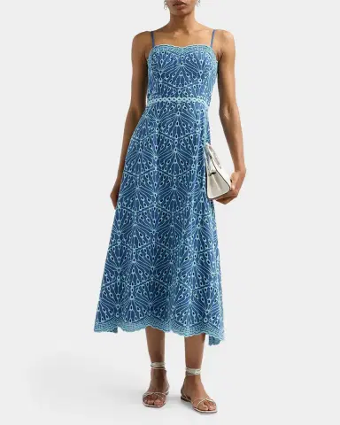 Lilly Pulitzer Arlin Eyelet-Embroidered Scalloped Midi Dress | Thumbnail 2 Lilly Pulitzer Arlin Eyelet-Embroidered Scalloped Midi Dress | Thumbnail 2