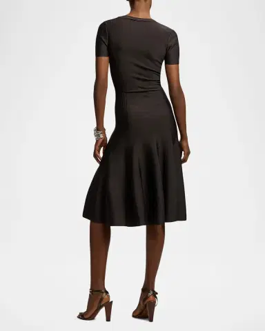 Ralph Lauren Collection Gwenn Sheer-Trim Sweater Day Dress | Thumbnail 3 Ralph Lauren Collection Gwenn Sheer-Trim Sweater Day Dress | Thumbnail 3