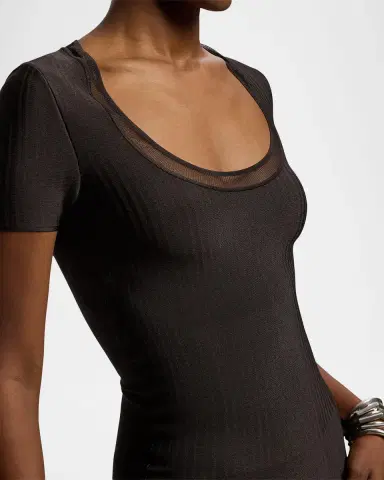 Ralph Lauren Collection Gwenn Sheer-Trim Sweater Day Dress | Thumbnail 5 Ralph Lauren Collection Gwenn Sheer-Trim Sweater Day Dress | Thumbnail 5