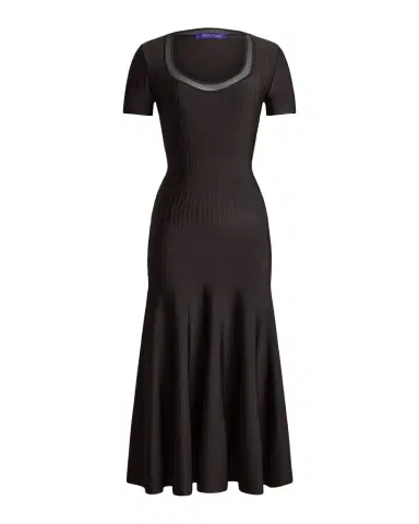 Ralph Lauren Collection Gwenn Sheer-Trim Sweater Day Dress | Thumbnail 1 Ralph Lauren Collection Gwenn Sheer-Trim Sweater Day Dress | Thumbnail 1