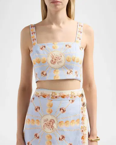 Cara Cara Helena Seashell-Print Linen Top | Thumbnail 5 Cara Cara Helena Seashell-Print Linen Top | Thumbnail 5