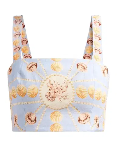 Cara Cara Helena Seashell-Print Linen Top | Thumbnail 1 Cara Cara Helena Seashell-Print Linen Top | Thumbnail 1