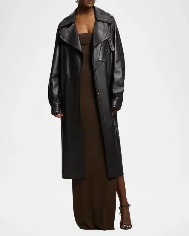 Ralph Lauren Collection Soft Leather Belted Trench Jacket | Thumbnail 4 Ralph Lauren Collection Soft Leather Belted Trench Jacket | Thumbnail 4