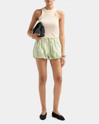 SIMKHAI Gingham Bubble Cotton-Blend Shorts | Thumbnail 2 SIMKHAI Gingham Bubble Cotton-Blend Shorts | Thumbnail 2
