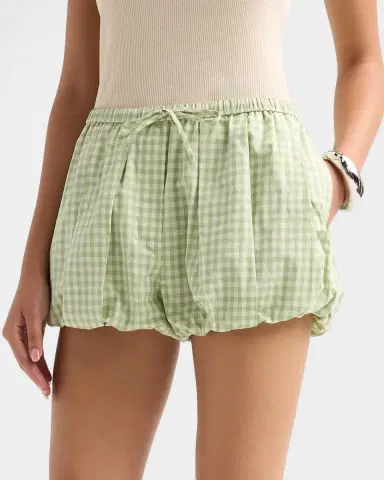 SIMKHAI Gingham Bubble Cotton-Blend Shorts | Thumbnail 5 SIMKHAI Gingham Bubble Cotton-Blend Shorts | Thumbnail 5