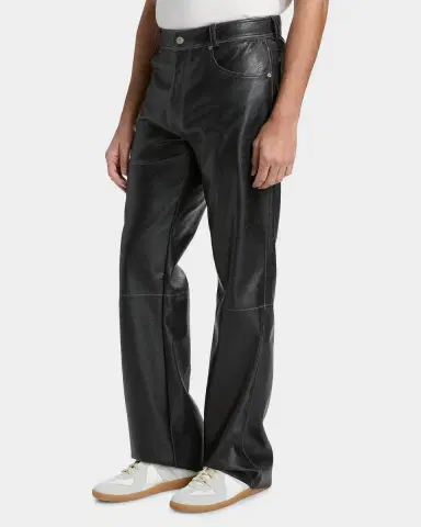 Maison Margiela Men 's Faux-Leather Straight-Leg Pants | Thumbnail 4 Maison Margiela Men 's Faux-Leather Straight-Leg Pants | Thumbnail 4