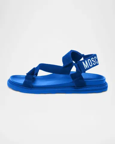 Moschino Men 's Logo Leather Sandals | Thumbnail 6 Moschino Men 's Logo Leather Sandals | Thumbnail 6