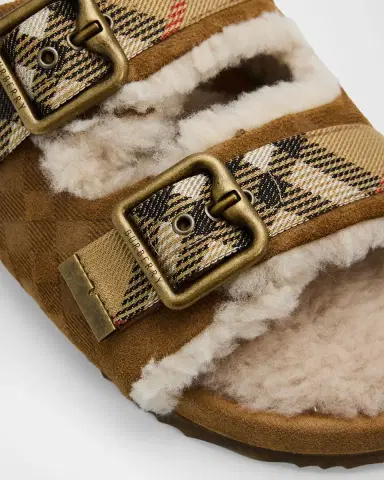 Burberry Urchin Shearling-Lined Suede Dual Buckle Slide Sandals | Thumbnail 5 Burberry Urchin Shearling-Lined Suede Dual Buckle Slide Sandals | Thumbnail 5