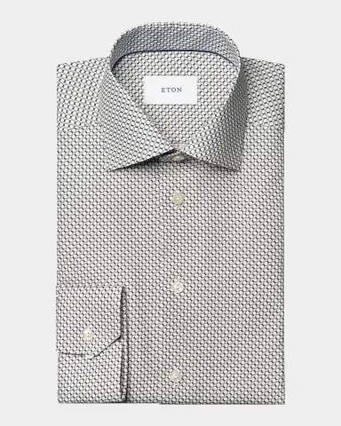 Eton Men's Geometric Print Slim-Fit Twill Shirt | Thumbnail 8 Eton Men's Geometric Print Slim-Fit Twill Shirt | Thumbnail 8