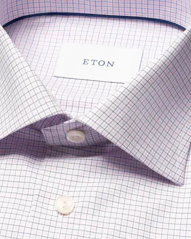 Eton Men 's Micro-Check Slim-Fit Cotton Twill Shirt | Thumbnail 3 Eton Men 's Micro-Check Slim-Fit Cotton Twill Shirt | Thumbnail 3