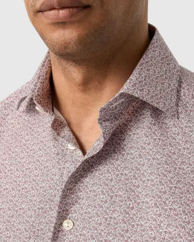 Eton Men 's Floral Cotton Twill Slim-Fit Shirt | Thumbnail 4 Eton Men 's Floral Cotton Twill Slim-Fit Shirt | Thumbnail 4