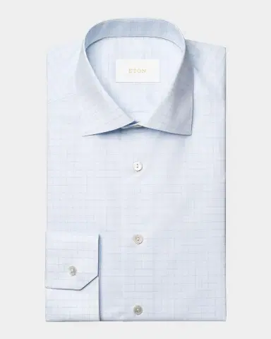 Eton Men 's Elevated Check Contemporary-Fit Cotton Shirt | Thumbnail 2 Eton Men 's Elevated Check Contemporary-Fit Cotton Shirt | Thumbnail 2